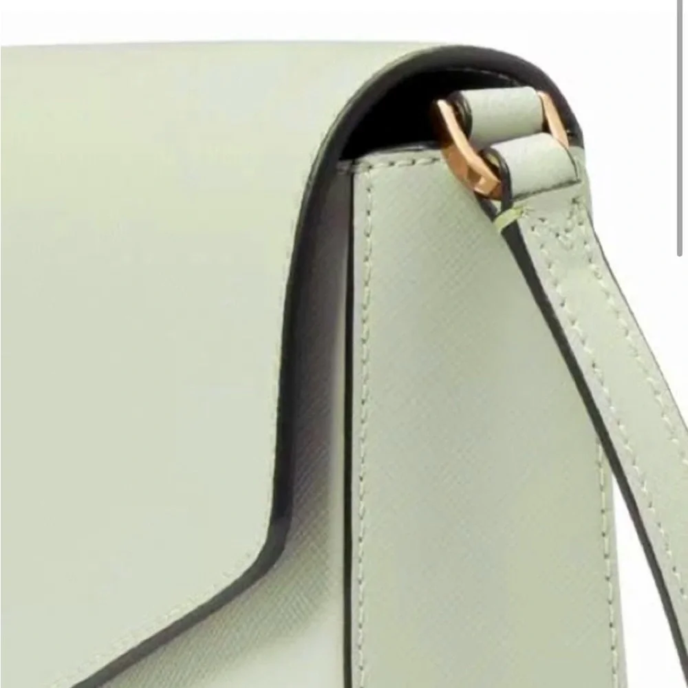 Kate Spade Sadie Envelope Saffiano Leather Light Olive Crossbody purse NWT - Picture 7 of 16